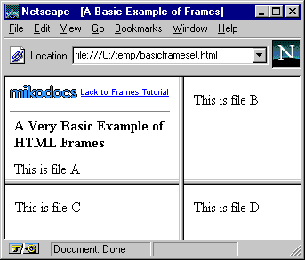 Picture of a simple frameset