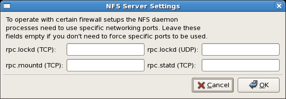 NFS Server Settings