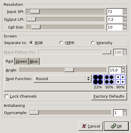 Newsprint filter options