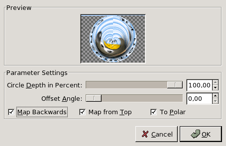 Polar Coords filter options