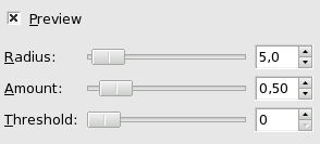 Unsharp Mask filter options