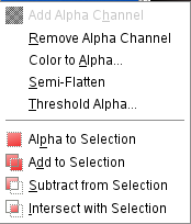 The Transparency submenu of the Layer menu