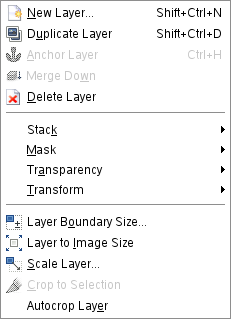 The Contents of the Layer Menu