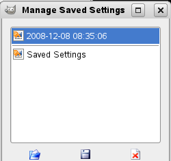 Manage saved Settings Dialog