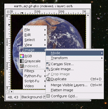 Dialog for changing the mode