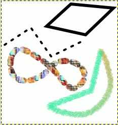 The four paths from the top illustration, each stroked in a different way.
