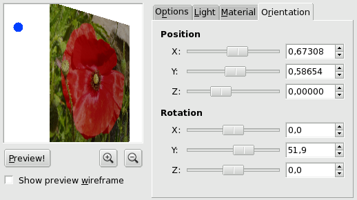 Orientation tab options