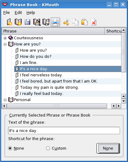 Third screenshot of KMouth