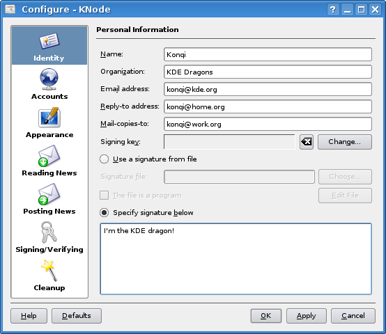 Entering personal information
