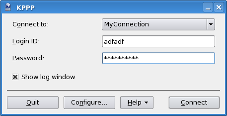 The KPPP dialer startup dialog