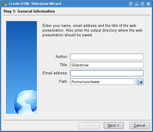 Fill in the details for your HTML
slideshow