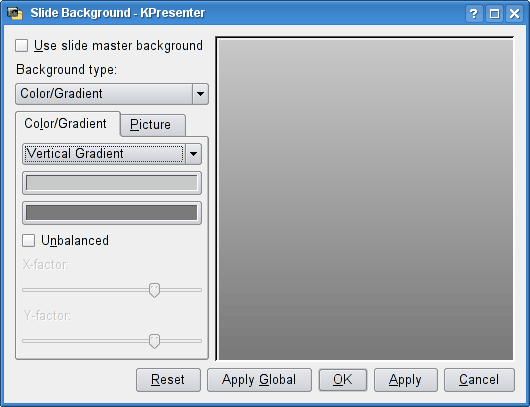 Choosing a slide background