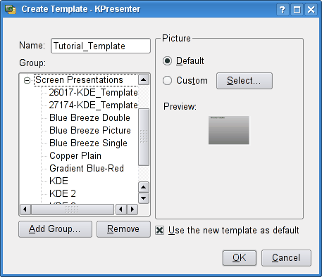 Saving the new template