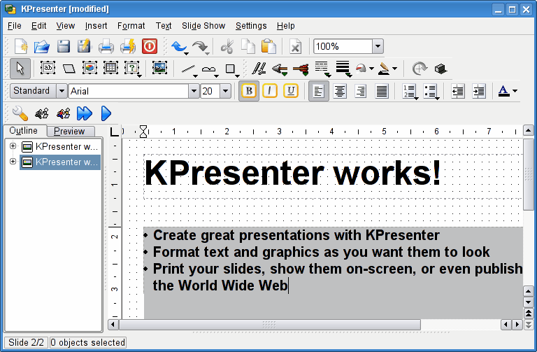 Adding text to the second slide