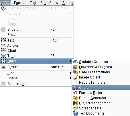 The Insert Object menu