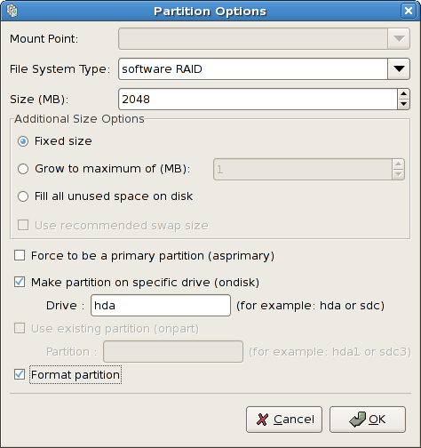 Creating a Software RAID Partition