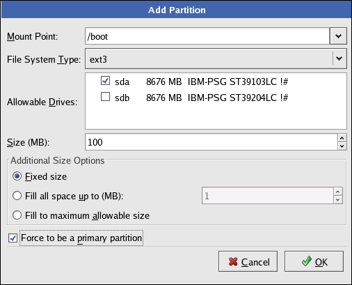 Creation of the Boot Partition